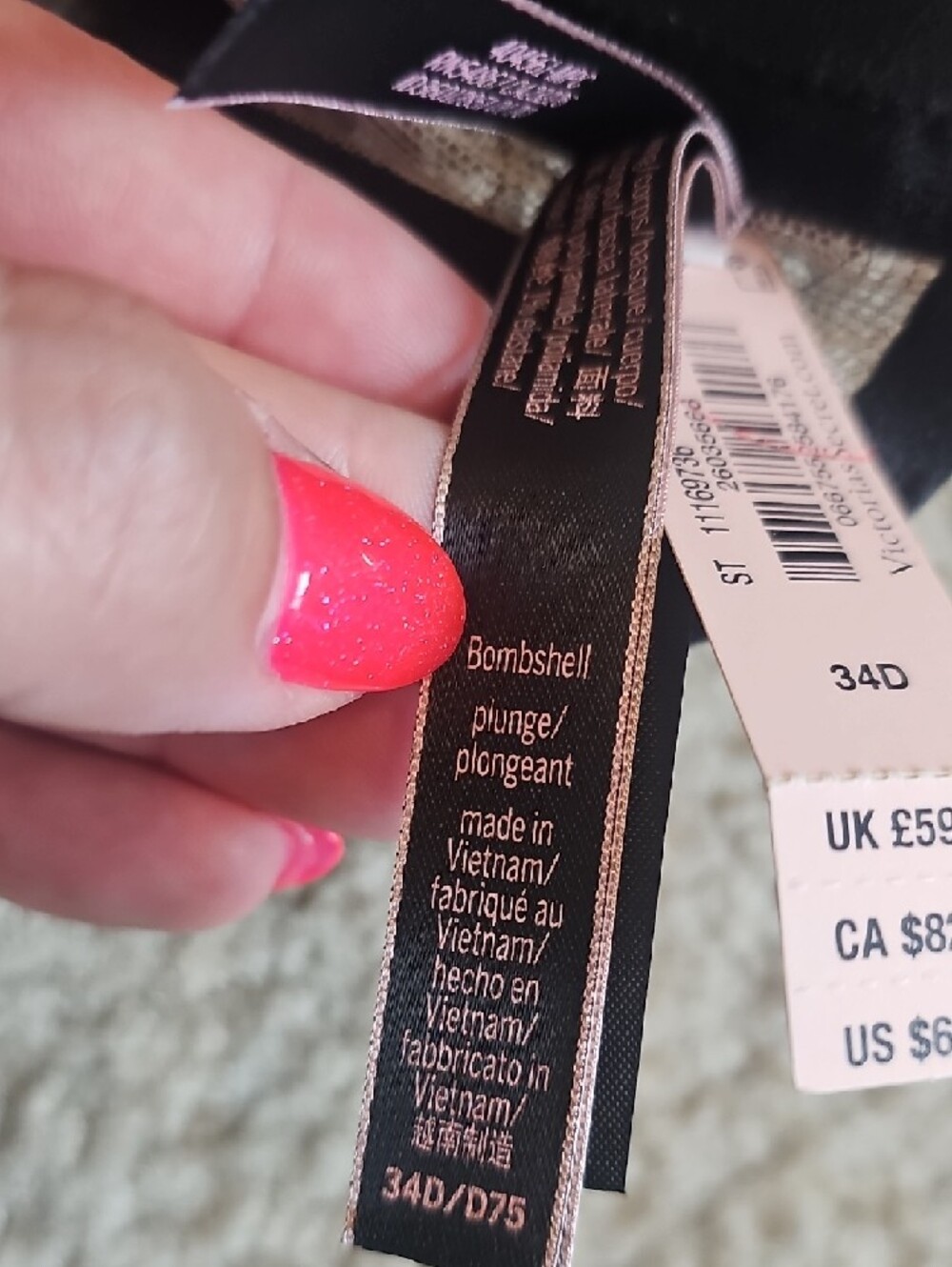 Victoria's Secret VS 34D BOMBSHELL BRA WOMEN’S MESH BLACK TAN FRONT CLOSURE Z10 - Picture 5 of 5
